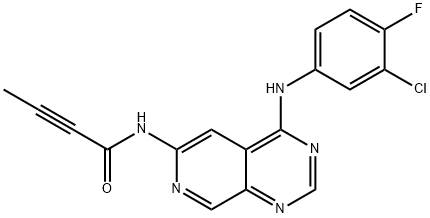 N-(4-[(-3-Chloro-4-fluorophenyl)amino]pyrido[3,4-d]pyrimidin-6-yl-2-butynamide 结构式