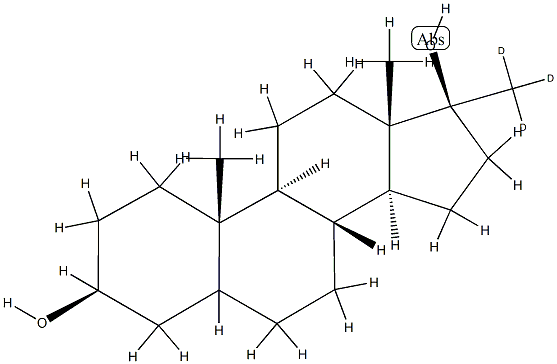 (3S,5S,8R,9S,10S,13S,14S,17S)-10,13-dimethyl-17-(trideuteriomethyl)-1,2,3,4,5,6,7,8,9,11,12,14,15,16-tetradecahydrocyclopenta[a]phenanthrene-3,17-diol 结构式