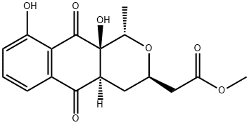 (1S)-3,4,4aα,5,10,10a-Hexahydro-9,10aβ-dihydroxy-1α-methyl-5,10-dioxo-1H-naphtho[2,3-c]pyran-3β-acetic acid methyl ester 结构式