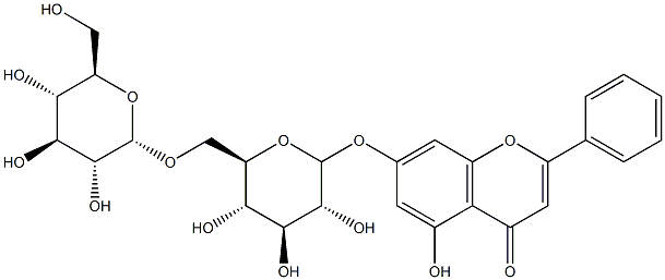 白杨素-7-O-龙胆二糖苷 结构式