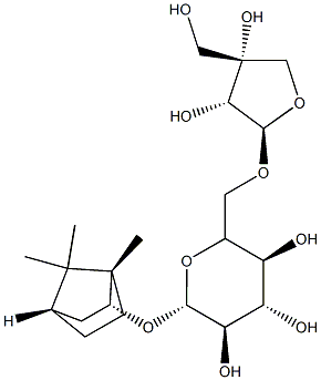 龙脑 7-O-[Β-D-呋喃芹菜糖基-(1→6)]-Β-D-吡喃葡萄糖苷 结构式