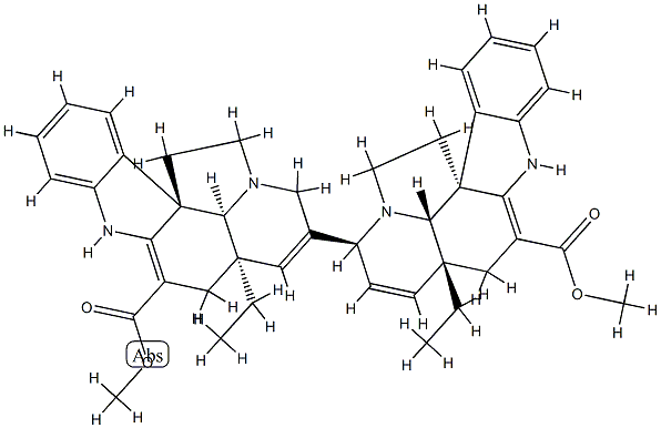 (5α,5'α,8'α,12β,12'β,19α,19'α)-2,2',3,3',6,6',7,7'-Octadehydro-7,8'-biaspidospermidine-3,3'-dicarboxylic acid dimethyl ester 结构式