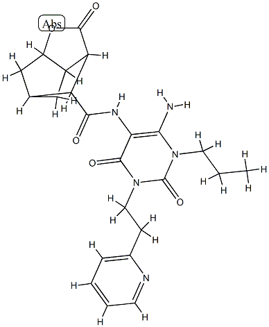 3,5-Methano-2H-cyclopenta[b]furan-7-carboxamide,  N-[6-amino-1,2,3,4-tetrahydro-2,4-dioxo-1-propyl-3-[2-(2-pyridinyl)ethyl]-5-pyrimidinyl]hexahydro-2- 结构式