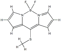 [2-[(甲硫基)(2H-吡咯-2-亚基)甲基]-1H-吡咯](二氟硼烷) 结构式