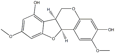 [6aS,(+)]-6aβ,11aβ-Dihydro-2,9-dimethoxy-6H-benzofuro[3,2-c][1]benzopyran-3,7-diol 结构式