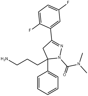 5-(3-Amino-propyl)-3-(2,5-difluoro-phenyl)-5-phenyl-4,5-dihydro-pyrazole-1-carboxylic acid dimethylamide 结构式