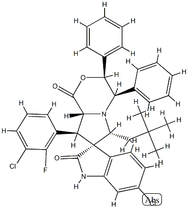 (3S,3'S,4'R,6'R,8'S,8'aR)-6-chloro-8'-(3-chloro-2-fluorophenyl)-6'-(2,2-dimethylpropyl)-3',4'-diphenylspiro[1H-indole-3,7'-4,6,8,8a-tetrahydro-3H-pyrrolo[2,1-c][1,4]oxazine]-1',2-dione 结构式