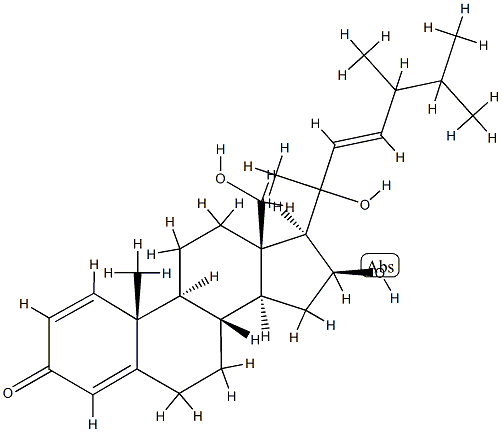 (20ξ,22E,24ξ)-16β,18,20-Trihydroxy-1,4,22-ergostatrien-3-one 结构式