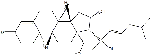 (20ξ,22E)-16β,18,20-Trihydroxy-4,22-cholestadien-3-one 结构式