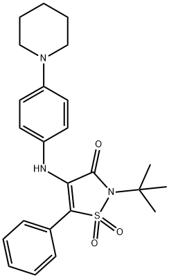 2-叔丁基-5-苯基-4-[[4-(1-哌啶基)苯基]氨基]-3(2H)-异噻唑啉酮 1,1-二氧化物 结构式