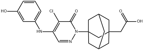 Tricyclo[3.3.1.13,7]decane-1-acetic acid, 3-[5-chloro-4-[(3-hydroxyphenyl)amino]-6-oxo-1(6H)-pyridazinyl]- 结构式