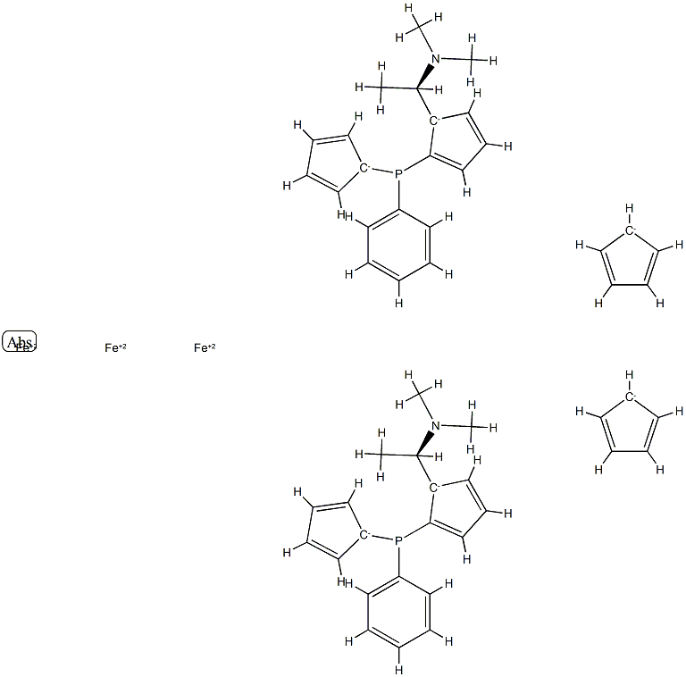 1,1′-BIS{(S)-{(SP)-2-[(R)-1-(DIMETHYLAMINO)ETHYL]FERROCENYL}PHENYLPHOSPHINO}FERROCENE 结构式