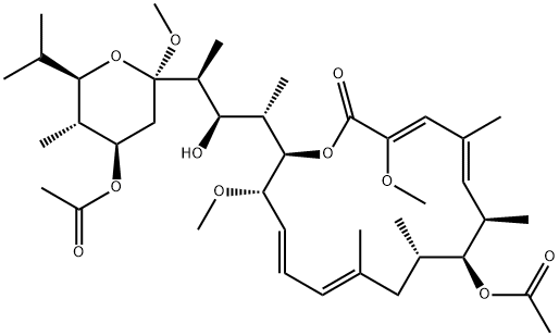 21-O-Acetyl-21-O-de(3-carboxy-1-oxo-2-propenyl)-2-demethyl-2-methoxy-24-methyl-19-O-methylhygrolidin 7-acetate 结构式