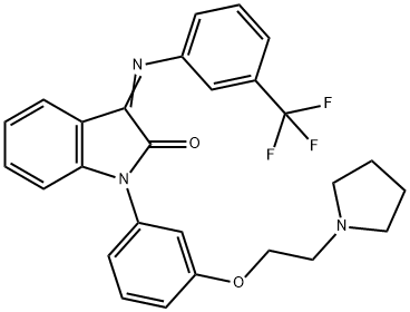 1-[3-(2-(PYRROLIDIN-1-YL)ETHOXY)PHENYL]-3-(3-TRIFLUOROMETHYL) PHENYLIMINO)INDOLIN-2-ONE 结构式