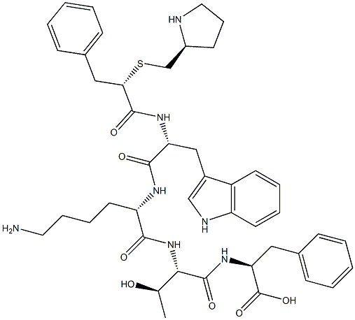 cyclo(prolyl-thiomethyl-phenylalanyl-tryptophyl-lysyl-threonyl-phenylalanyl) 结构式