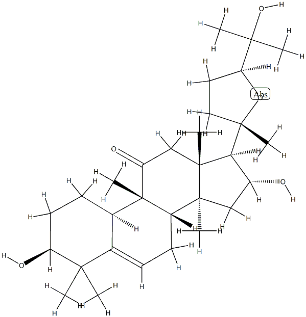 (10α,24S)-20,24-Epoxy-3β,16α,25-trihydroxy-9β-methyl-19-norlanost-5-en-11-one 结构式
