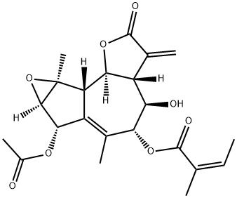 (Z)-2-Methyl-2-butenoic acid (3aR)-7α-(acetyloxy)-2,3,3aβ,4,5,7,7aα,8a,8bβ,8cα-decahydro-4β-hydroxy-6,8aα-dimethyl-3-methylene-2-oxooxireno[2,3]azuleno[4,5-b]furan-5α-yl ester 结构式