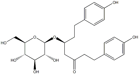 (5S)-5-β-D-Glucopyranosyloxy-1,7-bis(4-hydroxyphenyl)-3-heptanone 结构式
