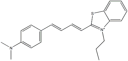 2-(4-(4-N,N-dimethylanilinyl)-1,3-butadienyl)-3-propyl-benzothiazolium 结构式