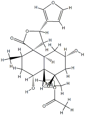 (3R,5S,5'R)-4'aα-[(Acetyloxy)methyl]-5-(3-furanyl)-2',3',4,4',4'a,5,6',7',8',8'aβ-decahydro-4'β,7'β-dihydroxy-2'α-methyldispiro[furan-3(2H),1'(5'H)-naphthalene-5',2''-oxiran]-2-one 结构式