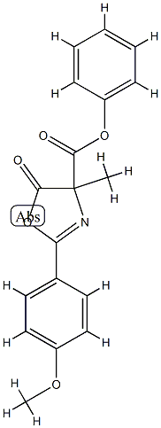 4-Oxazolecarboxylic  acid,  4,5-dihydro-2-(4-methoxyphenyl)-4-methyl-5-oxo-,  phenyl  ester 结构式