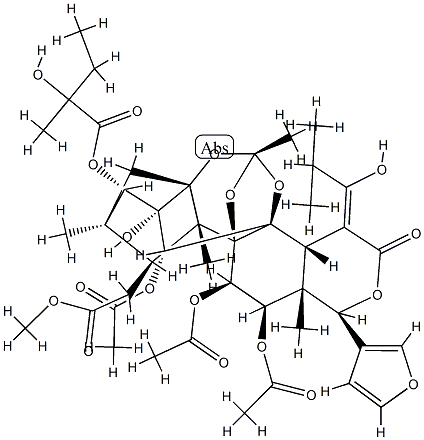 11α,12α-Bis(acetyloxy)-15-[(Z)-1-hydroxy-2-methylpropylidene]phragmalin 30-acetate 3-(2-hydroxy-2-methylbutyrate) 结构式