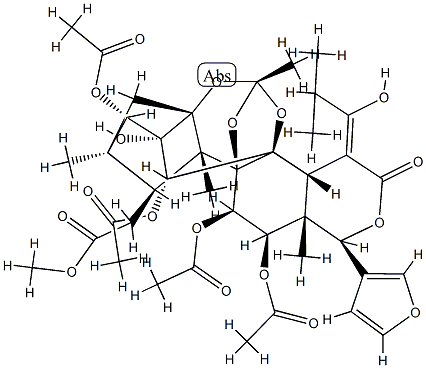 11α,12α-Bis(acetyloxy)-15-[(Z)-1-hydroxy-2-methylpropylidene]phragmalin 3,30-diacetate 结构式