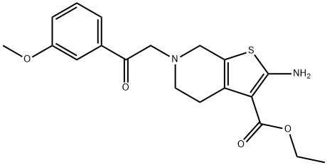 Ethyl-2-amino-6-[2-(3-methoxyphenyl)-2-oxoethyl]-4,5,6,7-tetrahydrothieno[2,3-c]pyridine-3-carboxylate 结构式