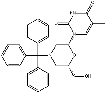 1-[(2R,6S)-6-(羟基甲基)-4-(三苯基甲基)-2-吗啉基]-5-甲基-2,4(1H,3H)-嘧啶二酮 结构式