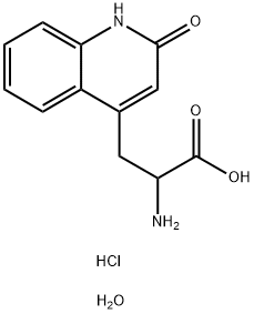 2-氨基-3-(2-氧代-1,2-二氢喹啉-4-基)丙酸二盐酸盐二水合物 结构式