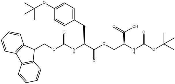 O-((S)-2-((((9H-芴-9-基)甲氧基)羰基)氨基)-3-(4-(叔丁氧基)苯基)丙酰基)-N-(叔丁氧基羰基) -L-丝氨酸 结构式