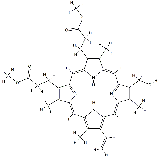 2-vinyl-4-(hydroxymethyl)deuteroporphyrin IX 结构式