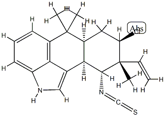 [6aS,(-)]-8β-Chloro-9α-ethenyl-2,6,6aα,7,8,9,10,10aα-octahydro-10α-isothiocyanato-6,6,9-trimethylnaphtho[1,2,3-cd]indole 结构式