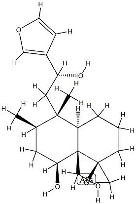 (1R,5S,αR)-α-(3-Furanyl)-3,4,4aβ,5,6,7,8,8a-octahydro-8α-hydroxy-8aα-(hydroxymethyl)-5,6α-dimethylspiro[naphthalene-1(2H),2'-oxirane]-5-ethanol 结构式