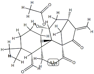 (1S,2R,4'aβ,6S,7'S,9a'S)-6-(Acetyloxy)-4'a,5',6',7',8',9'-hexahydro-5'α-hydroxy-3,3-dimethyl-8'-methylene-1',9'-dioxospiro[cyclohexane-1,4'(3'H)-[1H-7,9a]methanocyclohepta[c]pyran]-2-carbaldehyde 结构式