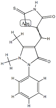 1,5-dimethyl-4-[(4-oxo-2-sulfanylidene-thiazolidin-5-ylidene)methyl]-2-phenyl-pyrazol-3-one 结构式