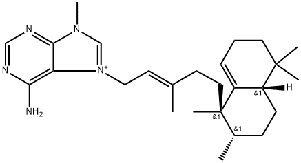 6-Amino-9-methyl-7-[(2E)-3-methyl-5-[(1R)-1,2,3,4,4aβ,5,6,7-octahydro-1,2β,5,5-tetramethylnaphthalen-1α-yl]-2-pentenyl]-7H-purin-9-ium 结构式