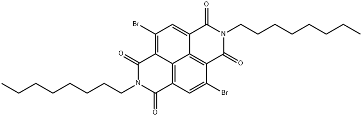 2,6-二溴-<I>N</I>,<I>N</I>'-二-正辛基-1,8:4,5-萘四甲酰基二酰亚胺 结构式