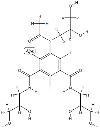 5-[acetyl-(1,1,2,3,3-pentadeuterio-2,3-dihydroxypropyl)amino]-1-N,3-N-bis(2,3-dihydroxypropyl)-2,4,6-triiodobenzene-1,3-dicarboxamide 结构式