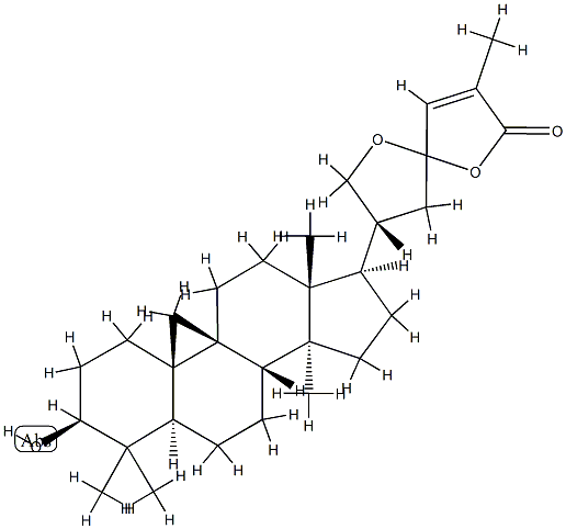 21,23-Epoxy-3β,23-dihydroxy-9,19-cyclo-5α-lanost-24-en-26-oic acid 26,23-lactone 结构式