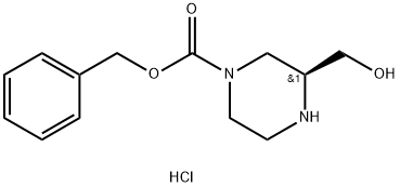 (S)-3-(羟甲基)哌嗪-1-羧酸苄酯盐酸盐 结构式