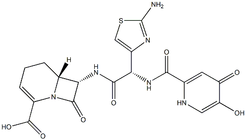 (6R,7S)-7α-[[(S)-(2-Amino-4-thiazolyl)[[[(1,4-dihydro-5-hydroxy-4-oxopyridin)-2-yl]carbonyl]amino]acetyl]amino]-8-oxo-1-azabicyclo[4.2.0]oct-2-ene-2-carboxylic acid 结构式