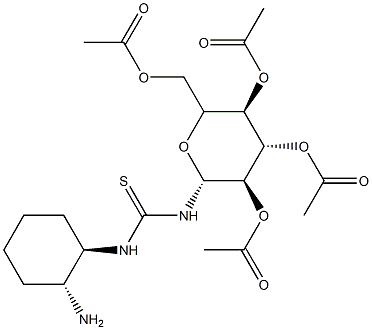 N-[(1R,2R)-2-氨基环己基]-N'-(2,3,4,6-四-氧-乙酰基-Β-D-吡喃葡萄糖基)硫脲 结构式