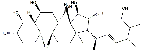 [22E,24ξ,(+)]-5α-Ergosta-22-ene-3β,4β,6α,8,15α,16β,26-heptol 结构式