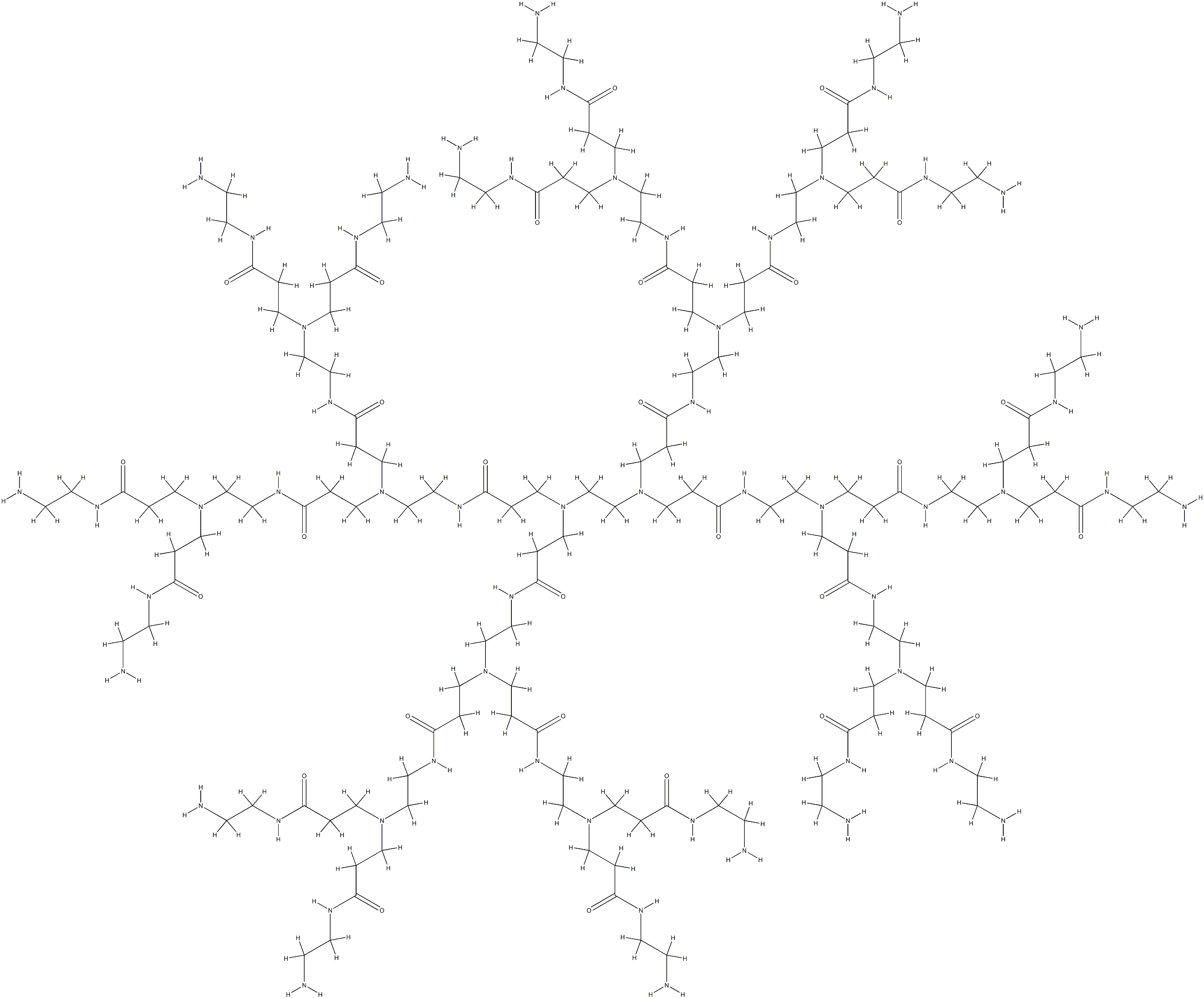 PAMAM 树枝状聚合物,乙二胺核,2.0 代 溶液 结构式