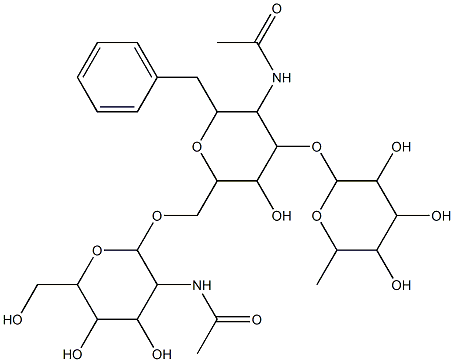 benzyl 2-acetamido-6-O-(2-acetamido-2-deoxy-beta glucopyranosyl)-2-deoxy-3-O-beta fucopyranosyl-alpha galactopyranoside 结构式