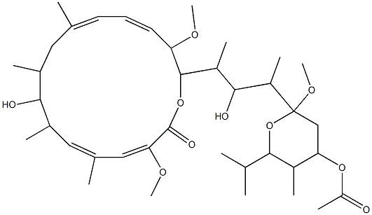 19-O-Methyl-21-O-acetyl-21-O-de(3-carboxy-1-oxo-2-propenyl)-2-demethyl-2-methoxy-24-methylhygrolidin 结构式