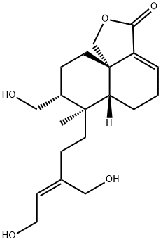 [6aR,10aS,(-)]-6,6aβ,7,8,9,10-Hexahydro-7β-[(Z)-5-hydroxy-3-hydroxymethyl-3-pentenyl]-8α-hydroxymethyl-7-methylnaphtho[1,8a-c]furan-3(5H)-one 结构式