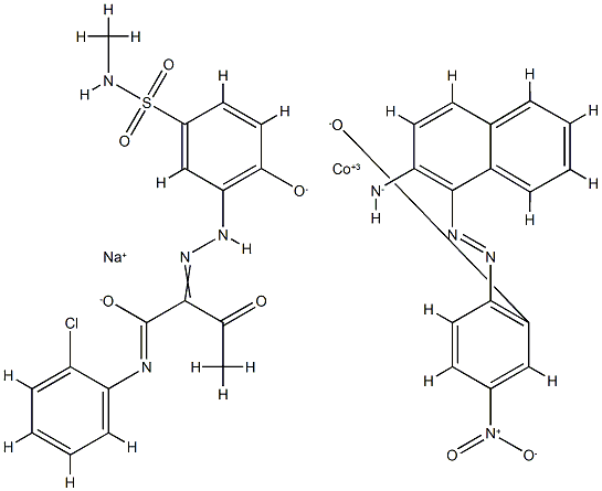 [2-[(2-氨基-1-萘基)偶氮]-5-硝基苯酚根合][N-(氯苯基)-2-[[2-羟基-5-[(甲基-氨基)磺酰基]苯基]偶氮]-3-氧代丁酰胺合]-钴酸钠 结构式