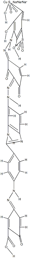 trisodium [5-[[4-[5-[[2,6-dihydroxy-3-[(2-hydroxy-3,5-disulphophenyl)azo]phenyl]azo]-1H-benzimidazol-2-yl]phenyl]azo]salicylato(5-)]cuprate(3-) 结构式